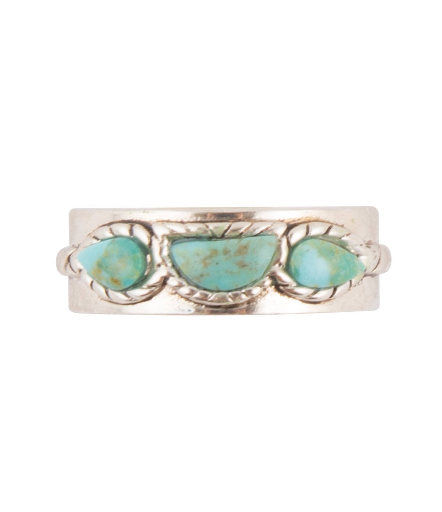 Triple Stone Simplicity Turquoise and Sterling Silver Ring