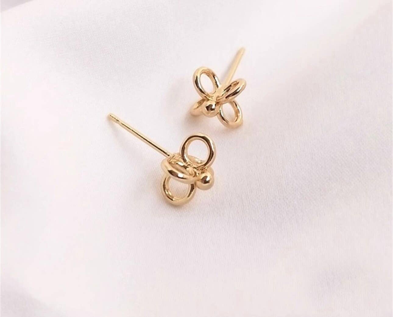 14k gold plated stud earrings- dainty