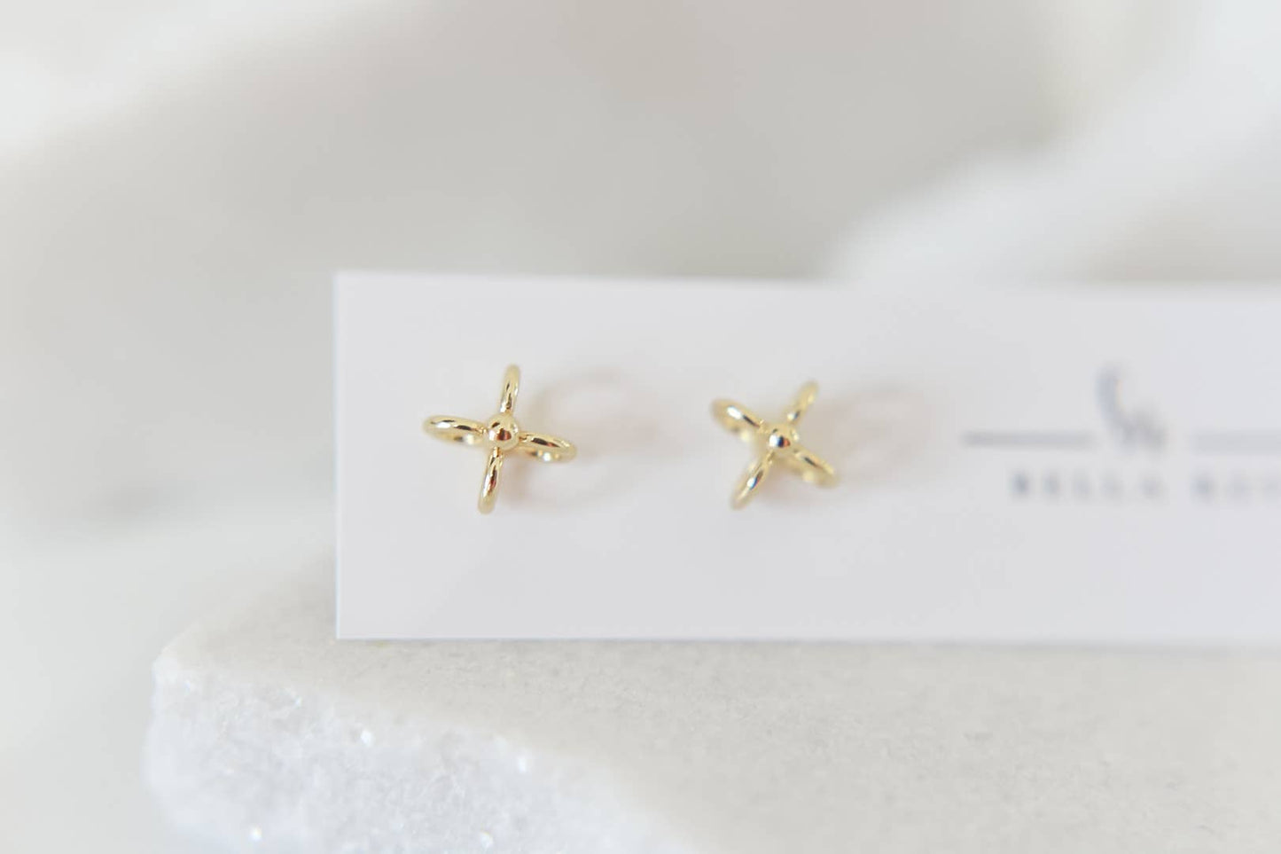 14k gold plated stud earrings- dainty