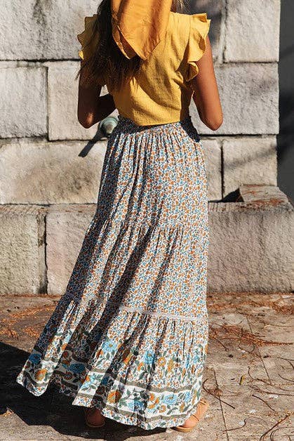 Polka Dot Ruffled Maxi Skirts