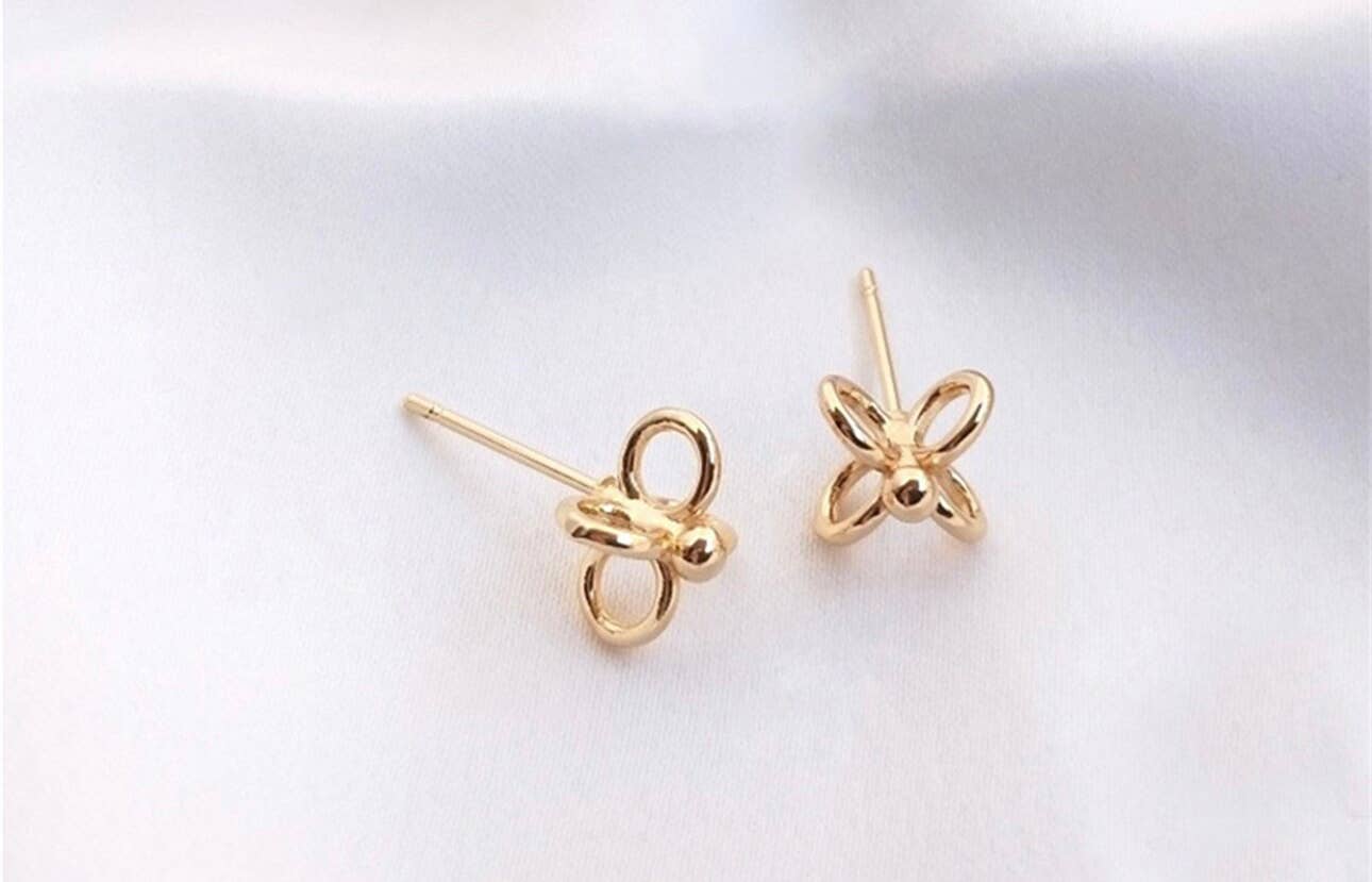 14k gold plated stud earrings- dainty