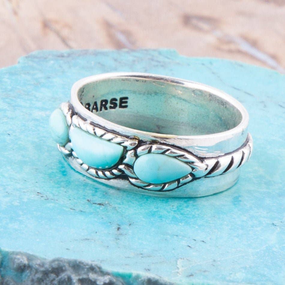 Triple Stone Simplicity Turquoise and Sterling Silver Ring