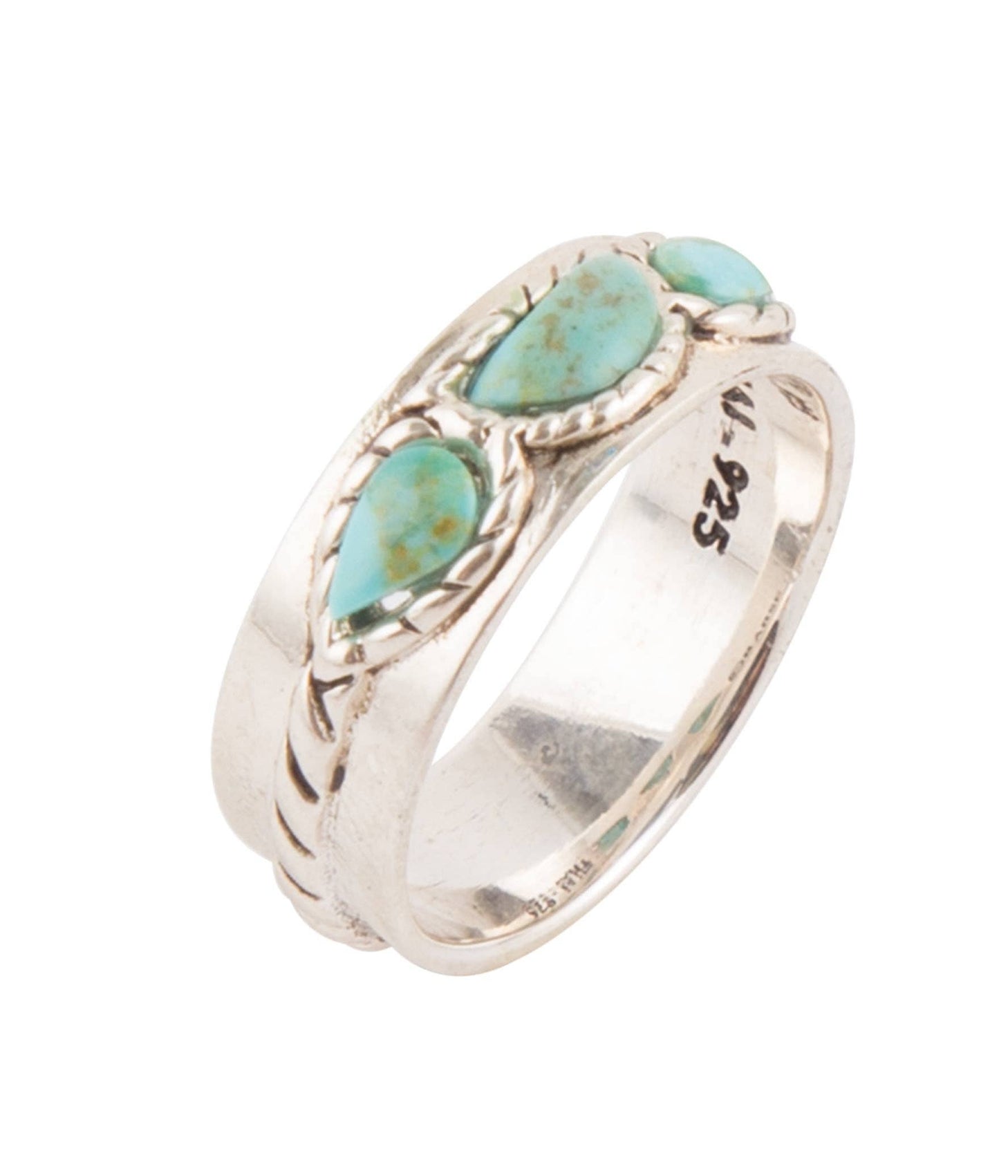 Triple Stone Simplicity Turquoise and Sterling Silver Ring