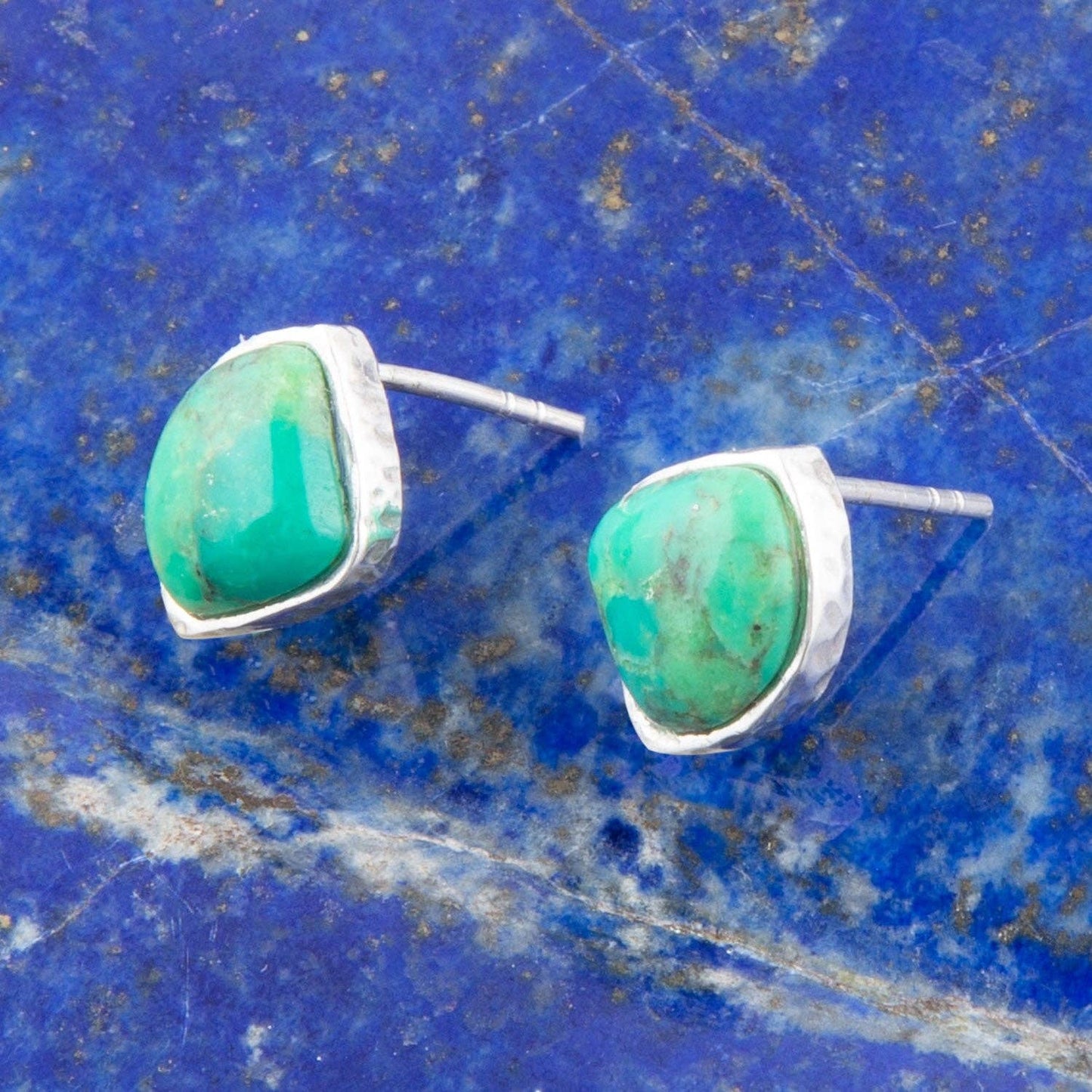 Abstract Lime Turquoise and Sterling Studs