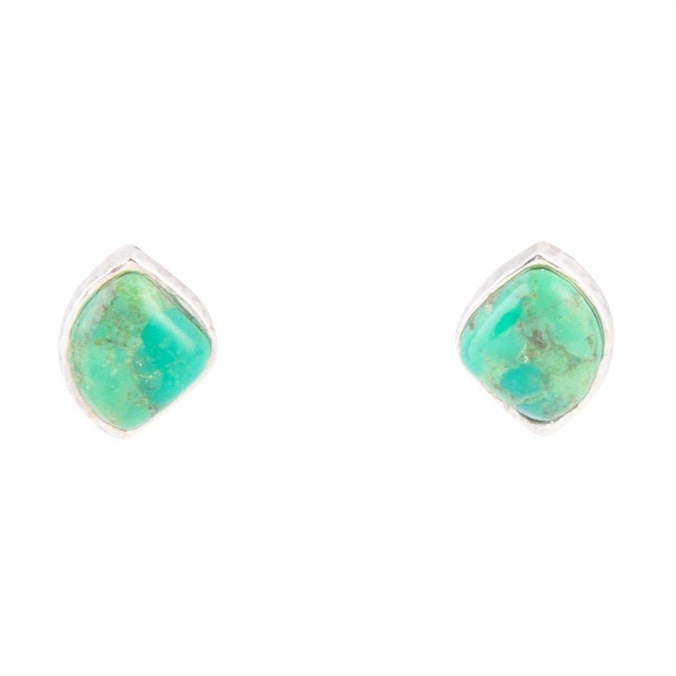 Abstract Lime Turquoise and Sterling Studs