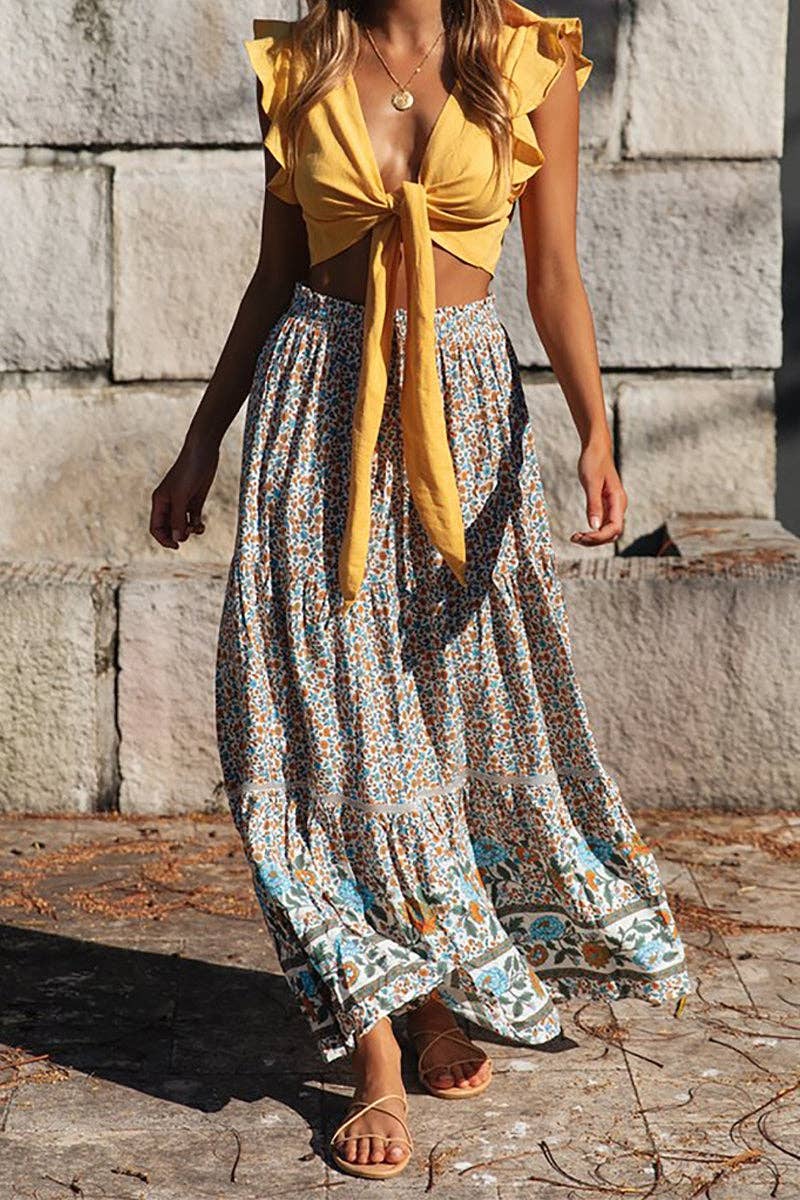 Polka Dot Ruffled Maxi Skirts