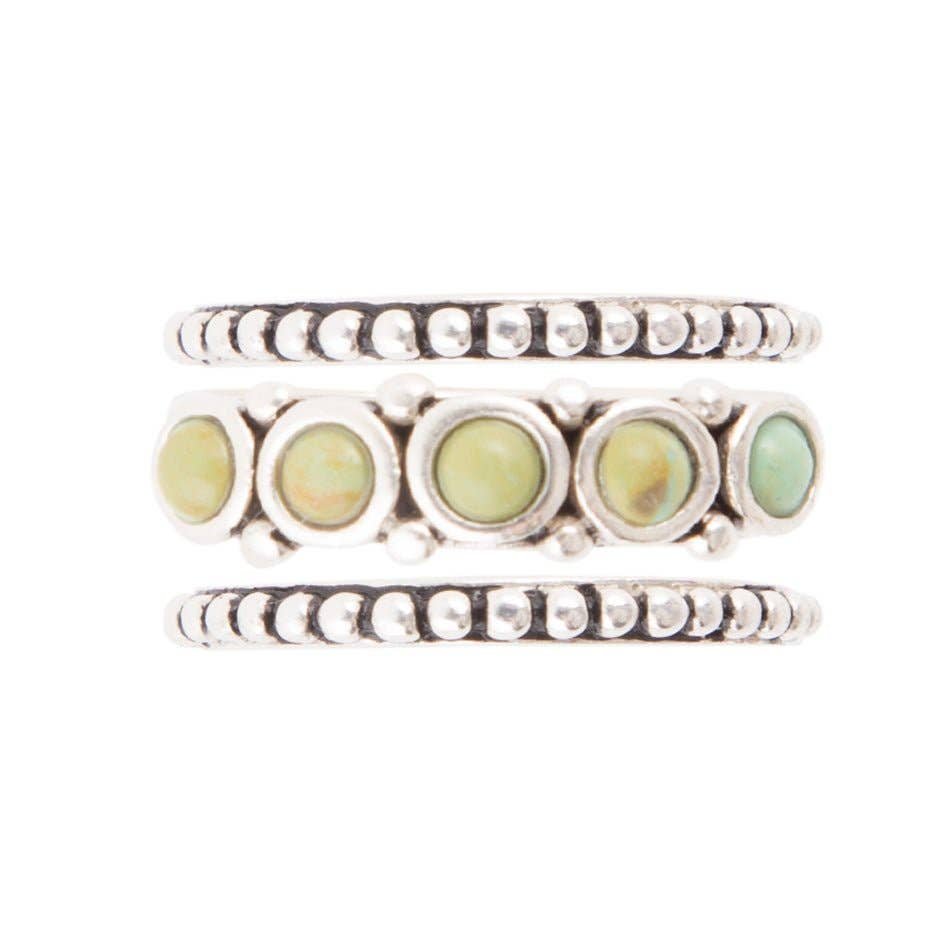 Triple Play Turquoise and Sterling Silver Stack Ring