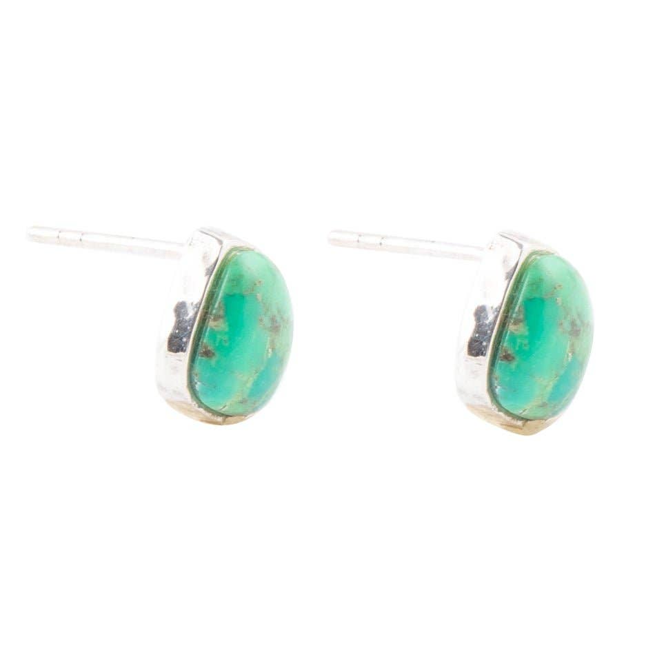 Abstract Lime Turquoise and Sterling Studs