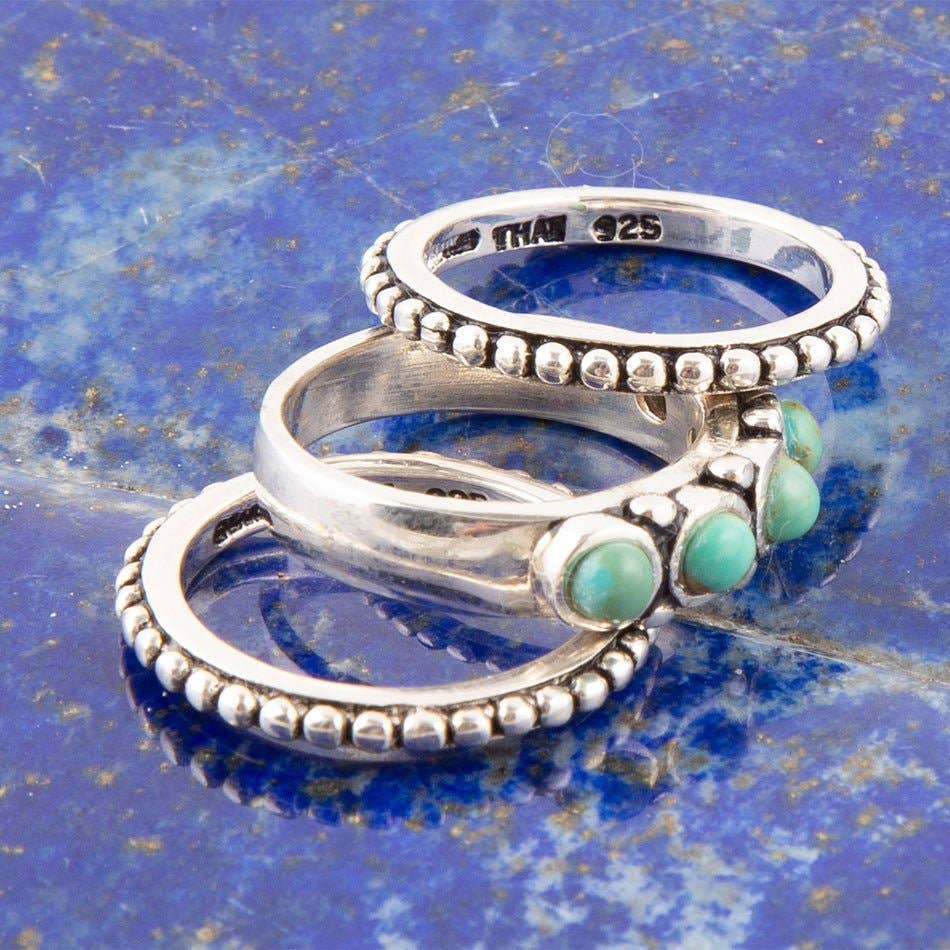 Triple Play Turquoise and Sterling Silver Stack Ring