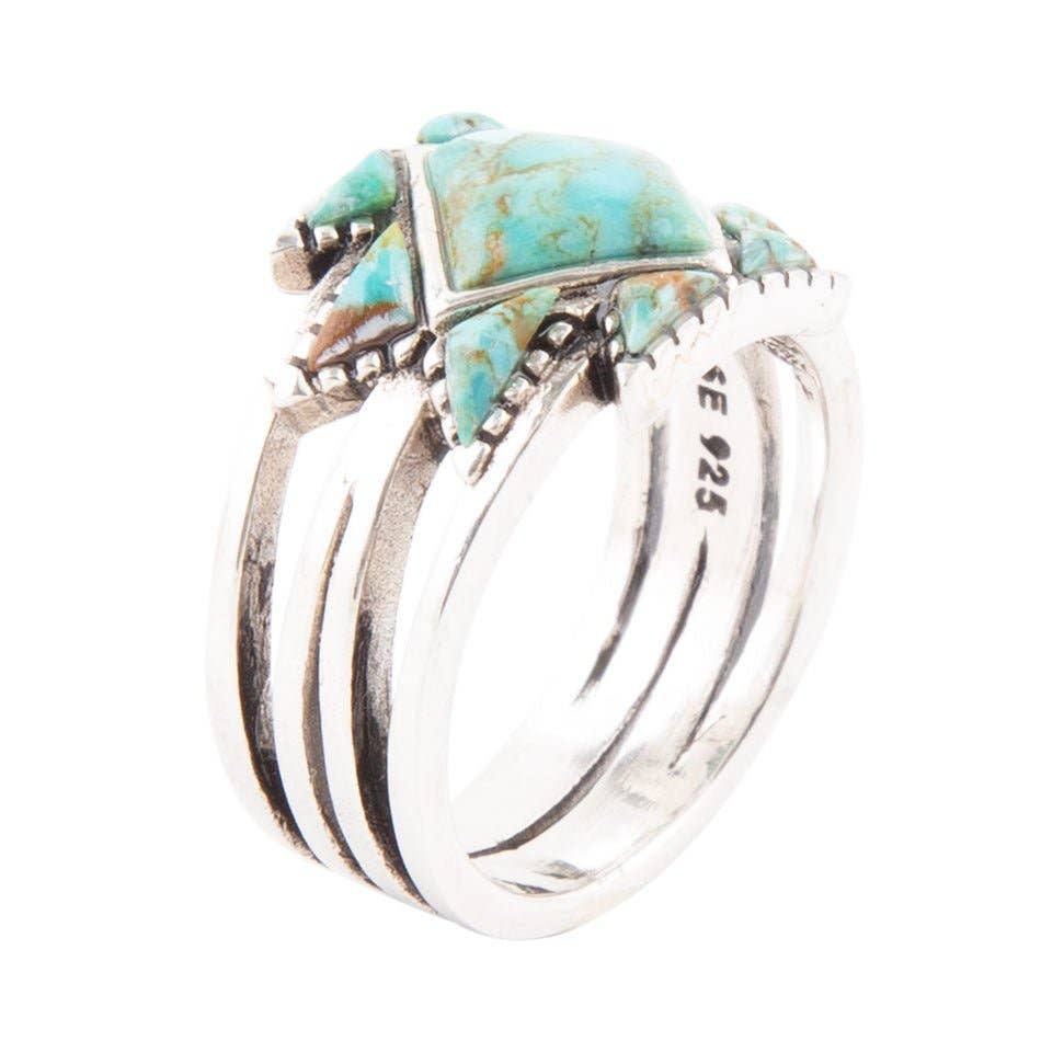 Sharp Turquoise and Sterling Silver Ring
