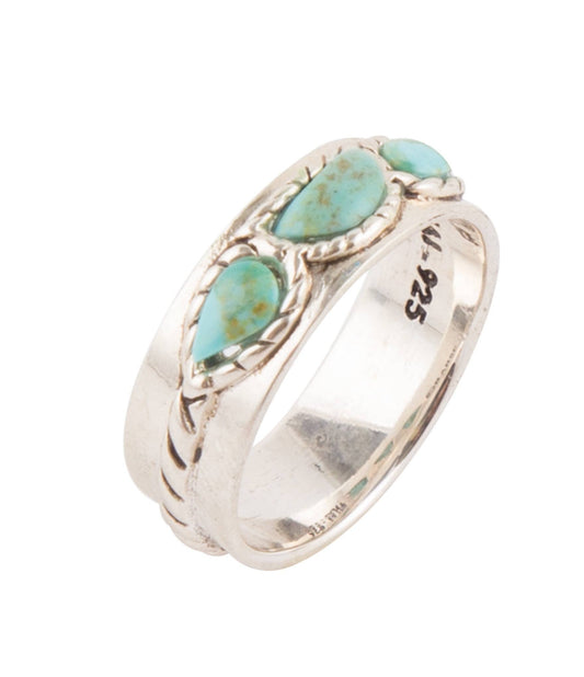 Triple Stone Simplicity Turquoise and Sterling Silver Ring